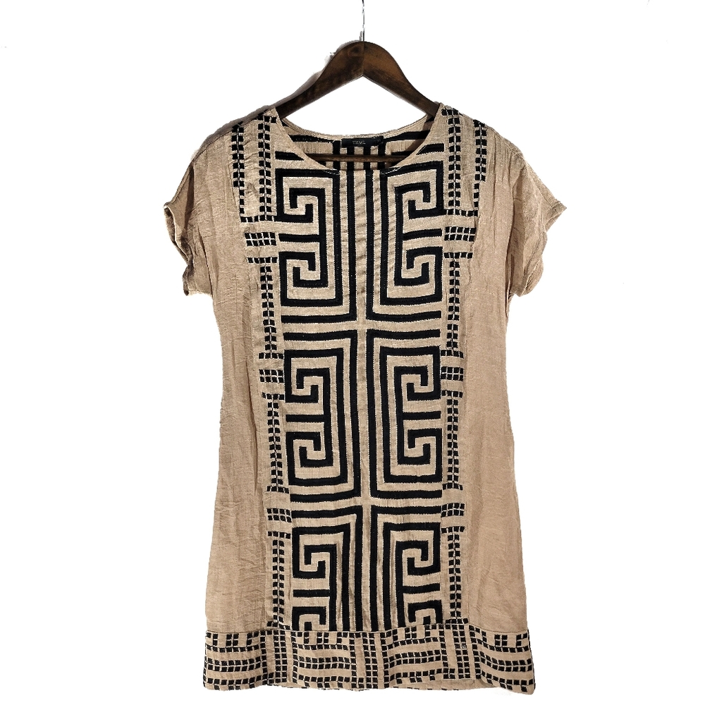 THML Tan Embroidered Shift Dress XS
